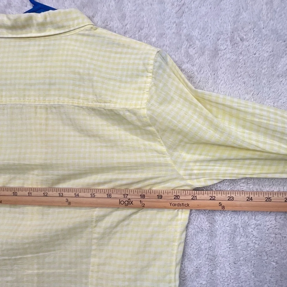 J. Crew Cottagecore Yellow Gingham Button Up Shirt Collared Sz M Layering Preppy